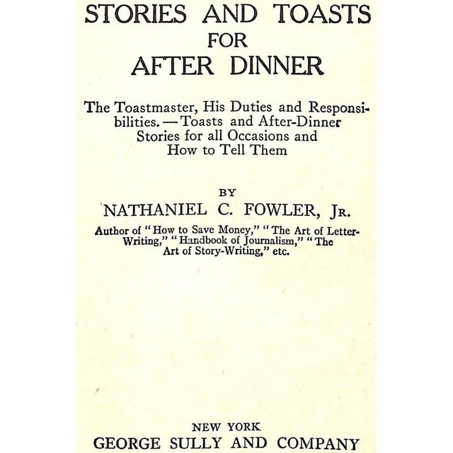 1910s "Stories and Toasts for After Dinner" 1914 Fowler, Nathaniel C. Jr. For Sale - Image 5 of 5