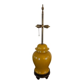 Vintage Early 20th Century Mustard Yellow Ginger Jar Lamp For Sale