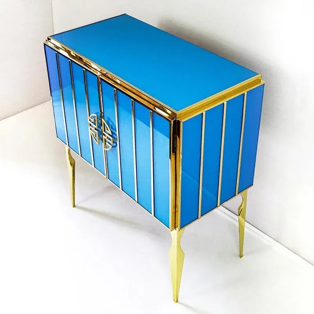 Two-Door Sideboard in Light Blue Murano Glass, 1980s For Sale - Image 3 of 5