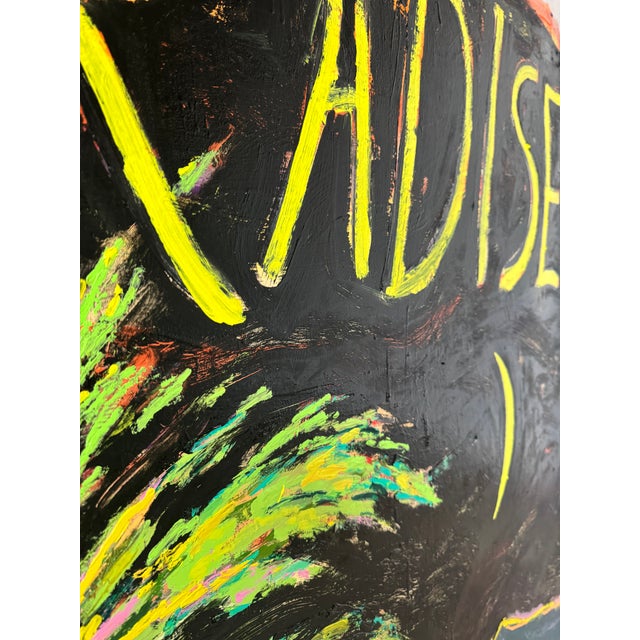 2020s Paradise (Blue Mountain), Contemporary Landscape Painting With Text by Matt Higgins For Sale - Image 5 of 7