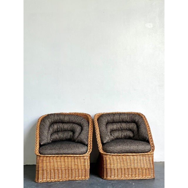Vintage Woven Rattan Lounge Chairs - A Pair For Sale In West Palm - Image 6 of 18