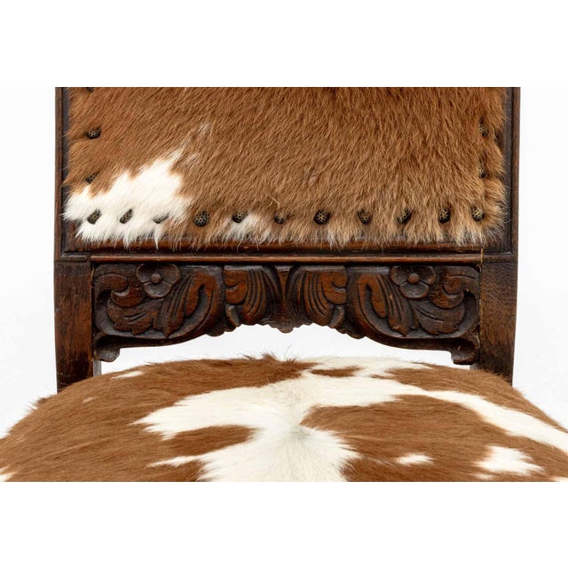 Cow Hide Upholstered Side Chair For Sale - Image 4 of 7