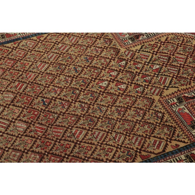 Hand-knotted in wool and originating circa 1900-1909, this 4x5 antique Kuba rug is an exciting new addition to Rug &...