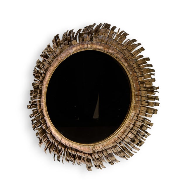 Mid-Century Modern Curtis Jere Mid Century Brutalist Copper and Brass Eyelash Mirror For Sale - Image 3 of 5