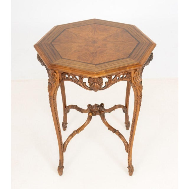 Louis XVI Style Octagonal Walnut Occasional Table For Sale - Image 4 of 8