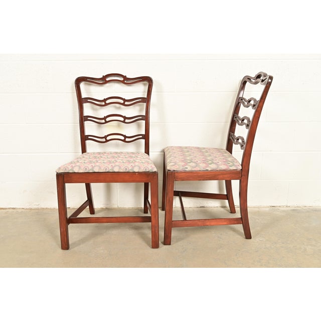Baker Furniture Style Georgian Carved Mahogany Dining Chairs, Set of Five For Sale - Image 10 of 12