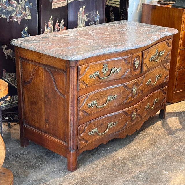 Wood 18th Century Continental Commode With Marble Top For Sale - Image 7 of 14