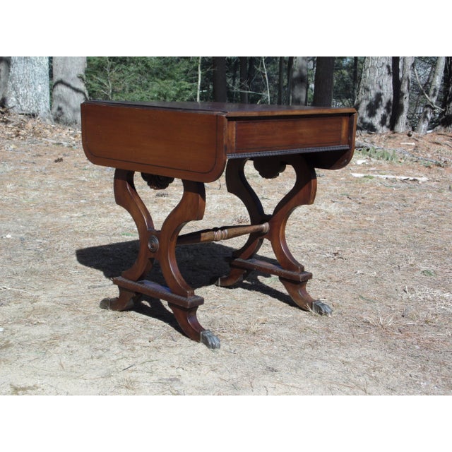 Vintage Federal Style Mahogany Double Drop Leaf Side Table For Sale - Image 11 of 12