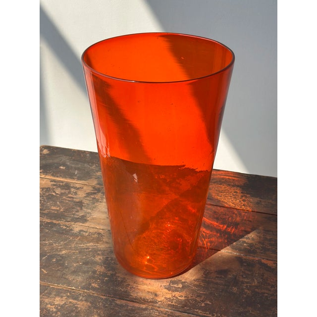 Vintage Large-Scale Orange Blown Glass Vessel, Circa 1970s For Sale In New York - Image 6 of 14