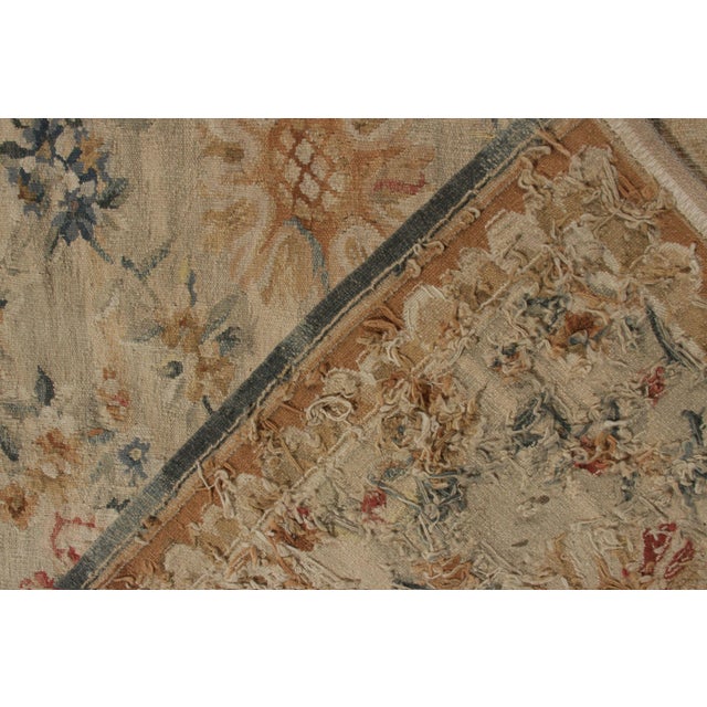 Textile Rug & Kilim’s French Aubusson Style Flat Weave, Beige/Brown, Floral Pattern For Sale - Image 7 of 7
