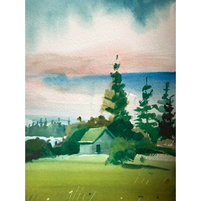 Realism Gazing Toward the Mainland Across Penobscot Bay Original Watercolor Painting For Sale - Image 3 of 4