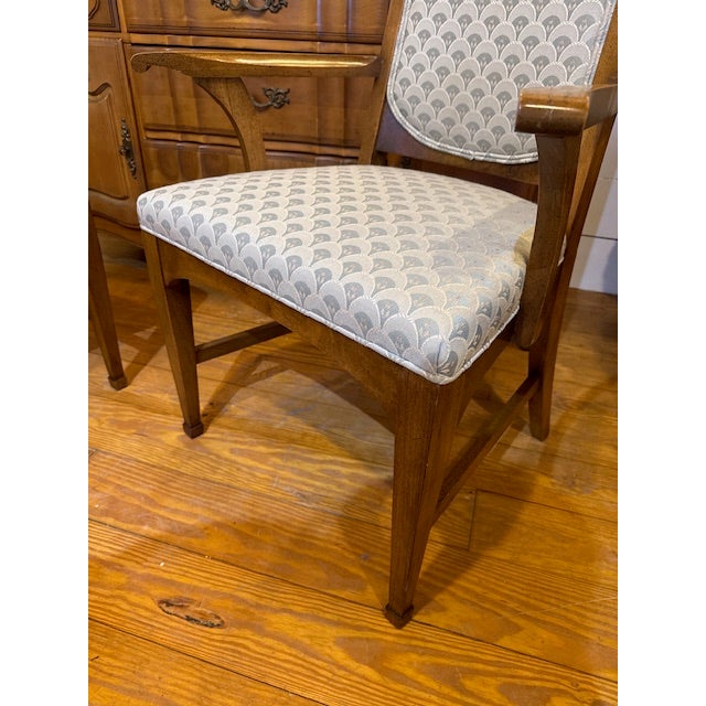 Wood 1950s MCM Cane Back Dining Chairs With Upholstered Seats (8) For Sale - Image 7 of 14