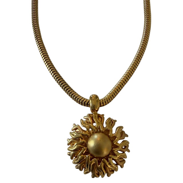 Vintage Sun Necklace on Snake Chain For Sale - Image 4 of 7