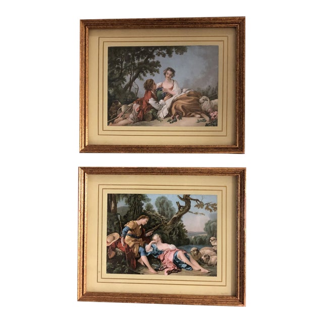 Gallery Wall Collection 2 Vintage Classical Pastoral Scene Prints-Pair For Sale