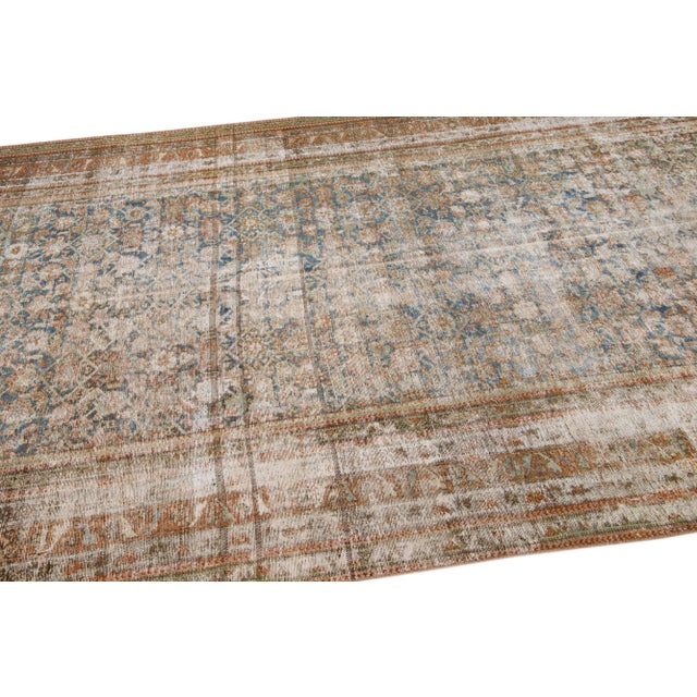 Early 20th Century Rust Antique Persian Malayer Rust Handmade Distressed Wool Runner For Sale In New York - Image 6 of 8
