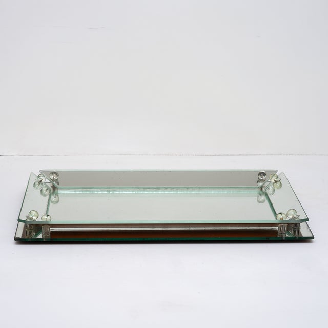 Art Deco Art Deco Vanity Tray in Beveled Mirror Glass With Glass Spheres For Sale - Image 3 of 7