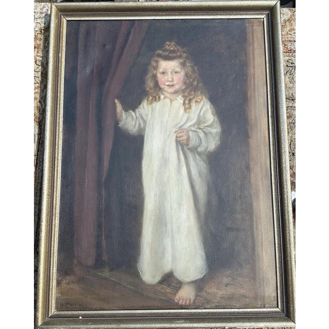 Heinrich Pforr, Quiet Morning, Girl in a White Nightgown, 1948, Oil Painting on Canvas For Sale - Image 13 of 13