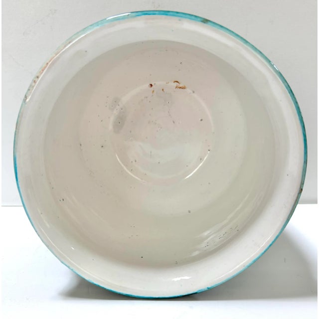 Green Vintage Raku Peacock Planter – Arts & Crafts Ceramic Planter – Sculptural Garden Pot For Sale - Image 8 of 9