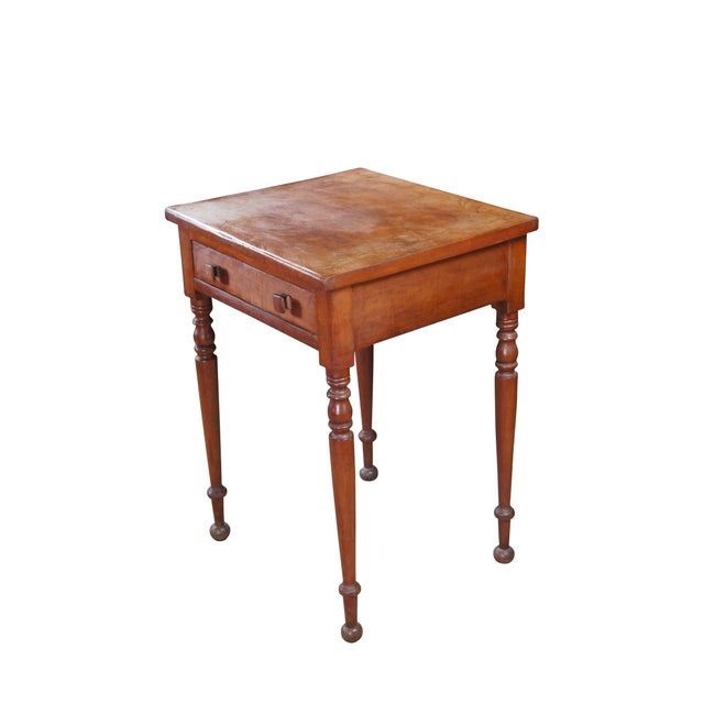 American Antique Early American Country Farmhouse Cherry Parlor Side Table For Sale - Image 3 of 11