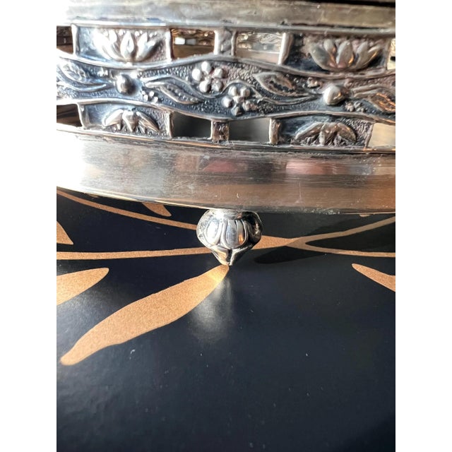 Art Nouveau Beautiful antique .800 silver footed pie plate holder // Continental silver // vintage silver pie server // housewarming / hostess gift For Sale - Image 3 of 7