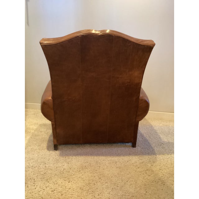 Mitchell Gold Leather Chair and Ottoman For Sale - Image 11 of 12