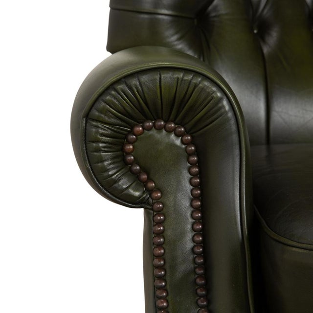 Vintage Chesterfield Green Leather Wade Armchair with Manual Function For Sale - Image 6 of 15