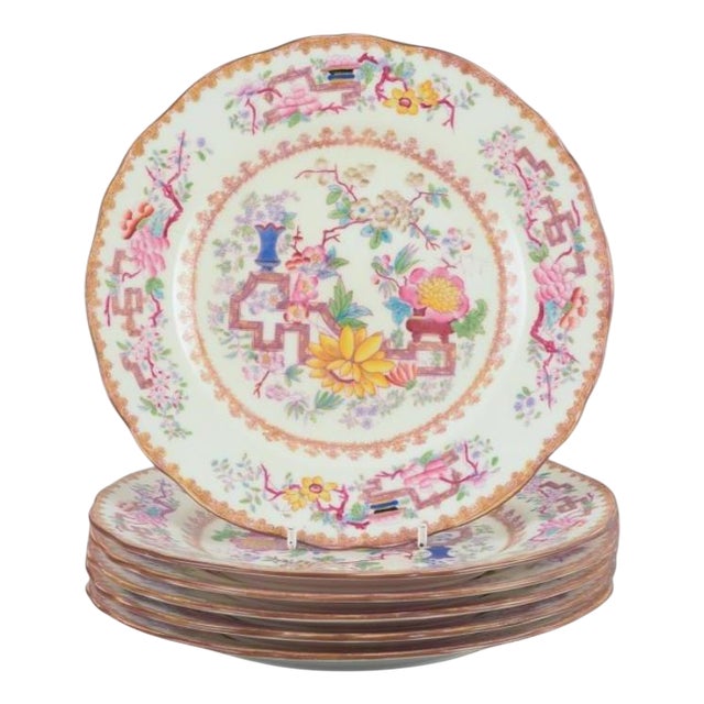 Chinese Style Lunch Plates in Faience from Mintons, England, Set of 6 For Sale