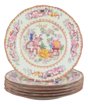 Chinese Style Lunch Plates in Faience from Mintons, England, Set of 6