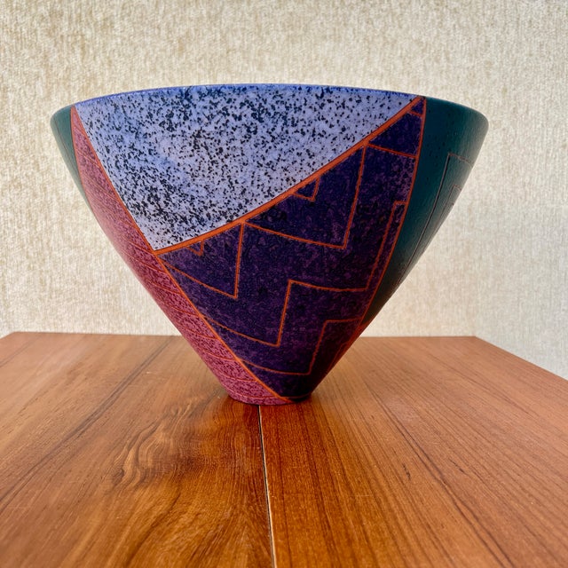 1980s Postmodern Ceramic Decorative Center Bowl Signed by Japanese Artist Masuo Ojima. C 1980s For Sale - Image 5 of 18