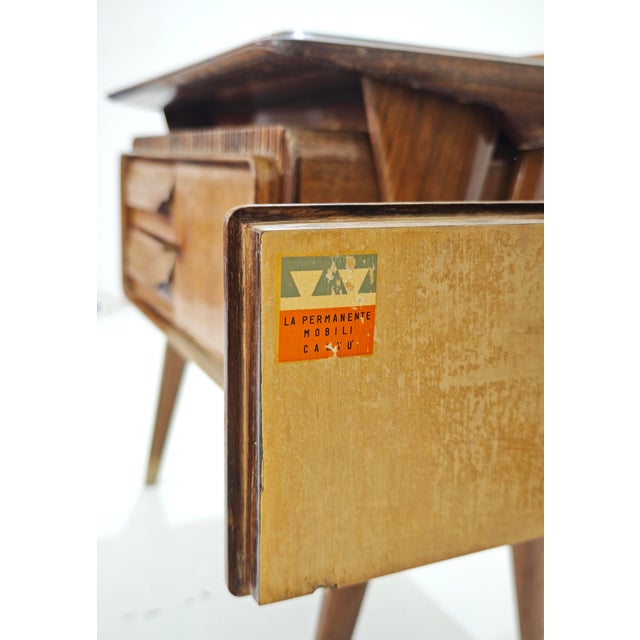 Mid-Century Modern Bedside Tables in Wood and Glass attributed to Vittorio Dassi for La Permanente Mobili Cantù, Italy, 1950, Set of 2 For Sale - Image 10 of 18