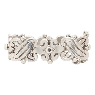 Signed Hector Aguilar Mexican Mid-Century Sterling Silver Fertility Bracelet For Sale
