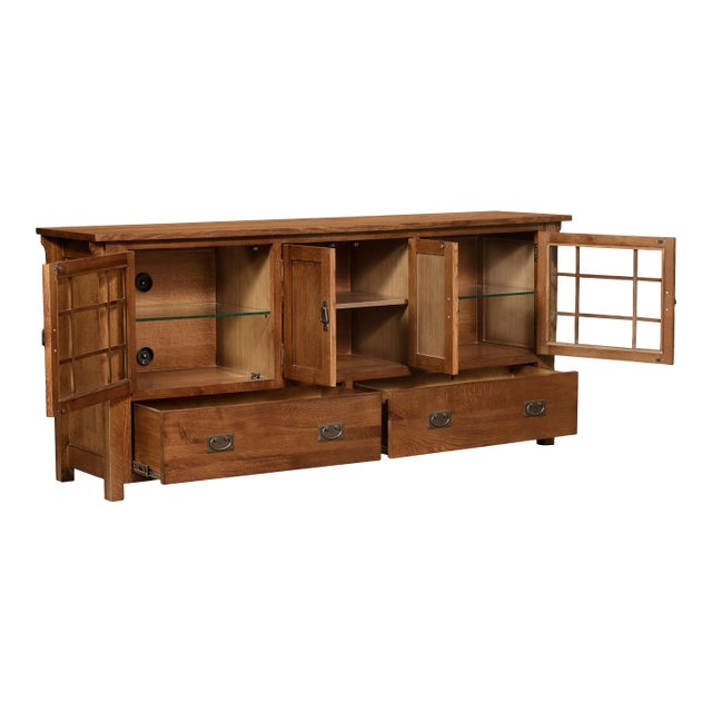 Mission Quarter Sawn Oak 72" Tv Stand - Walnut For Sale