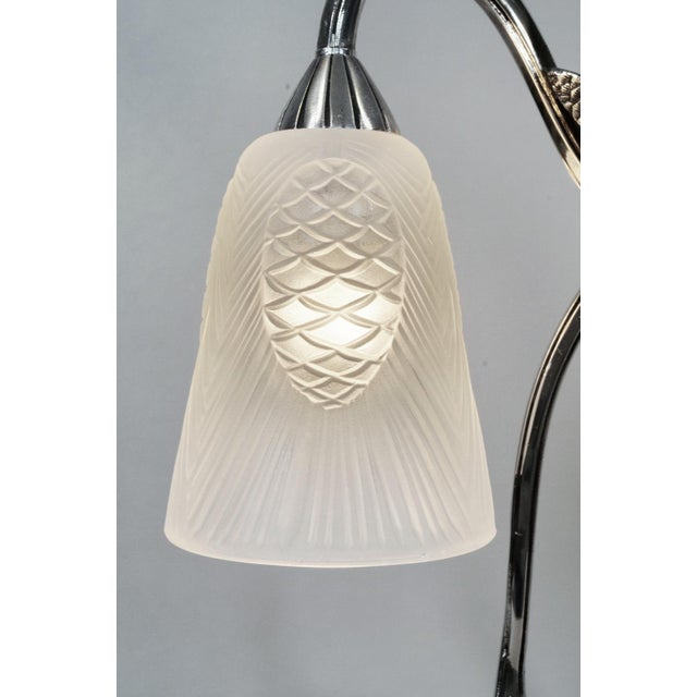 Bousquet & Bloch & Degue French Art Deco Double-Arm Table Lamp 1930s - Pinecone Glass For Sale - Image 9 of 14