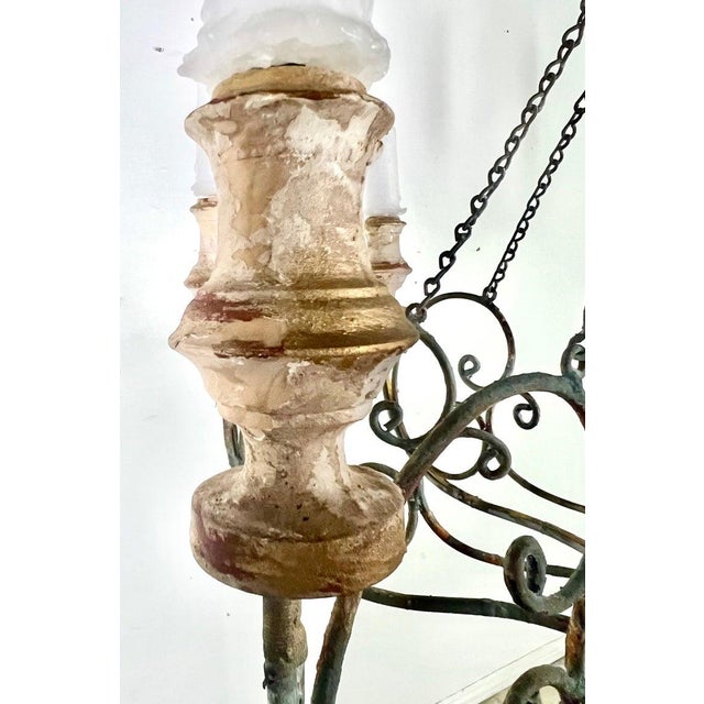 Vincente Eight Light Wood & Iron Painted Chandelier by Miamar Home For Sale - Image 12 of 12