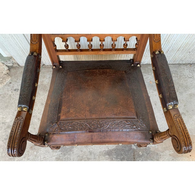 Louis XVI Style Italian Carved Walnut Armchairs - a Pair For Sale In Miami - Image 6 of 10