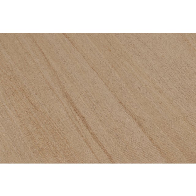 Cream Rug & Kilim's Contemporary Rez Kilim Runner With Brown Striae Design For Sale - Image 8 of 9