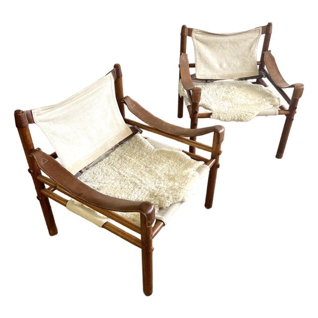Arne Norell Sirocco Safari Chairs Scandinavian Modern - A Pair For Sale
