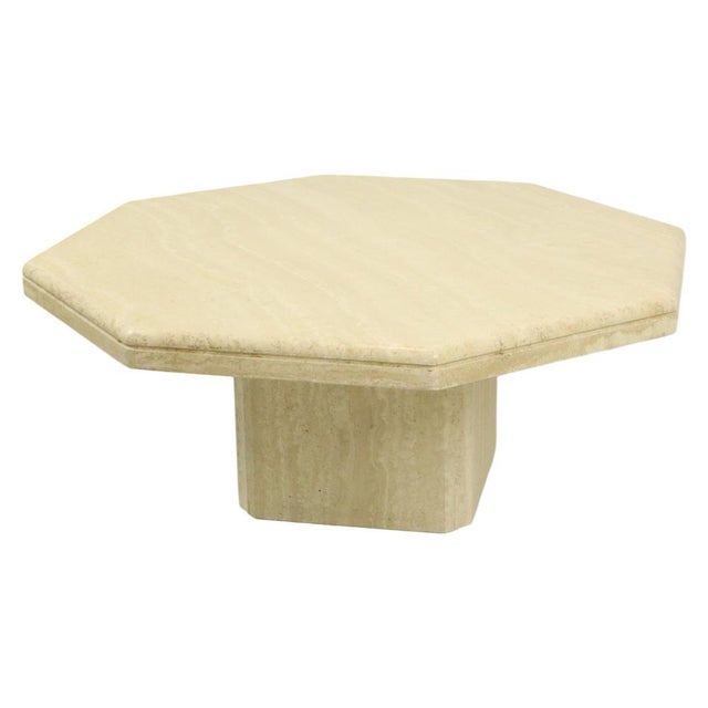 Vintage Italian Octagonal Travertine Coffee Table, 1970s For Sale - Image 10 of 18