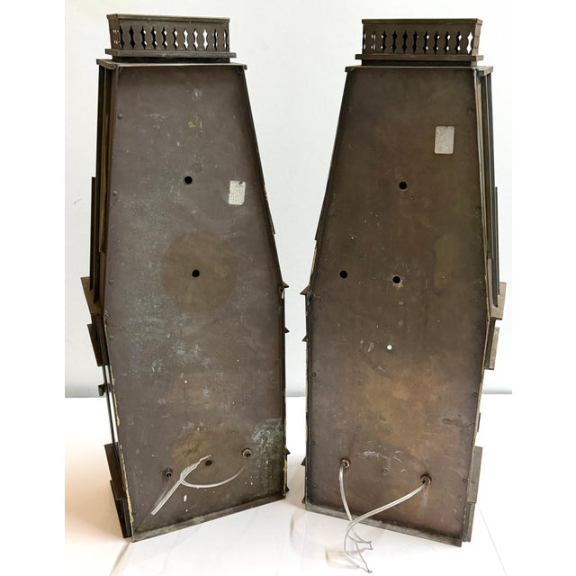 Pair Architectural Georgian Gothic Bronze Exterior/Interior Wall Sconces For Sale - Image 13 of 18
