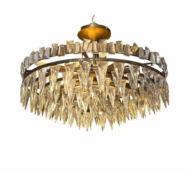 Joe Nye Trillion Large Flush Mount in Hand-Rubbed Antique Brass For Sale In Los Angeles - Image 6 of 8