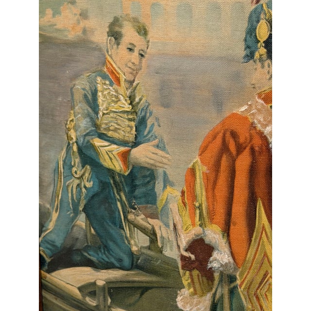 Late 19th Century 19th Century Napoleon III Style Three-Panel Painted Canvas Fireplace Screen For Sale - Image 5 of 15