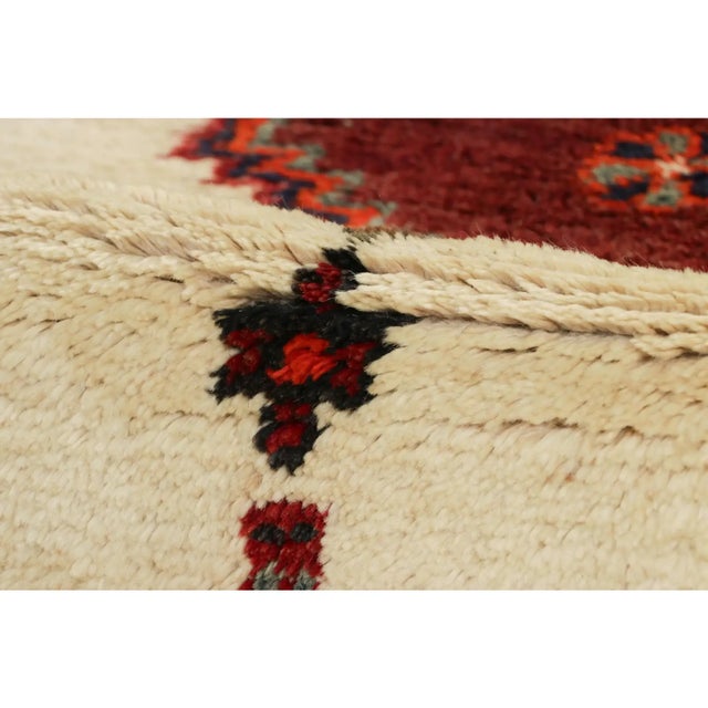 Antique Gabbeh Persian Tribal Rug, Beige With Geometric Medallion - Rug & Kilim For Sale In New York - Image 6 of 8