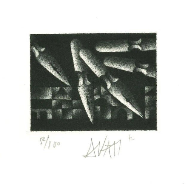 Pens - Original Etching on Paper by Mario Avati - 1970s 1970s For Sale