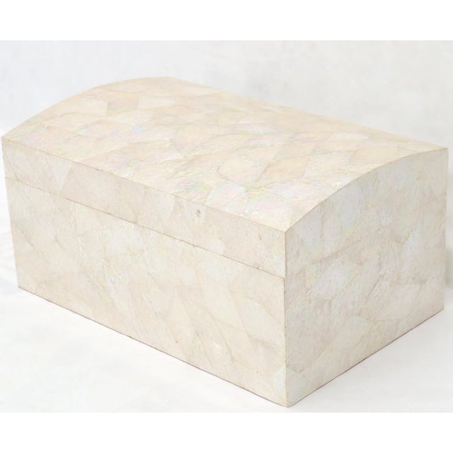 Mid 20th Century Large Dome Shape Mother of Pearl Decorated Jewelry Box or Small Truck For Sale - Image 4 of 12