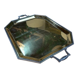 Italian Octagonal Brass and Pewter Serving Tray For Sale
