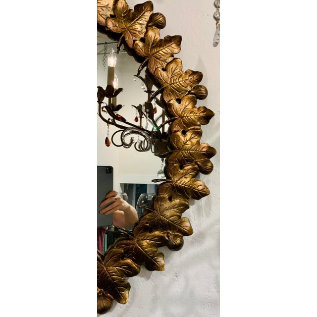 Transitional Currey & Co. Transitional Gold Finished Leaves Figuier Wall Mirror For Sale - Image 3 of 5