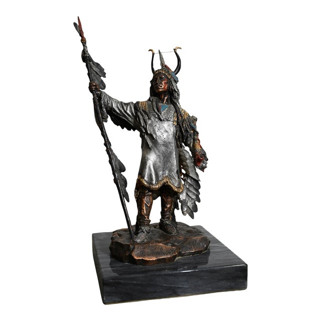 C. A. Pardell "Triumphant" (Chief Four Bears) Mixed Media Bronze Sculpture, Legends Studio For Sale