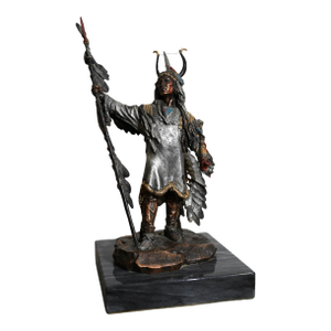 c.a. Pardell "Triumphant" (Chief Four Bears) Mixed Media Bronze Sculpture - Legends Studio