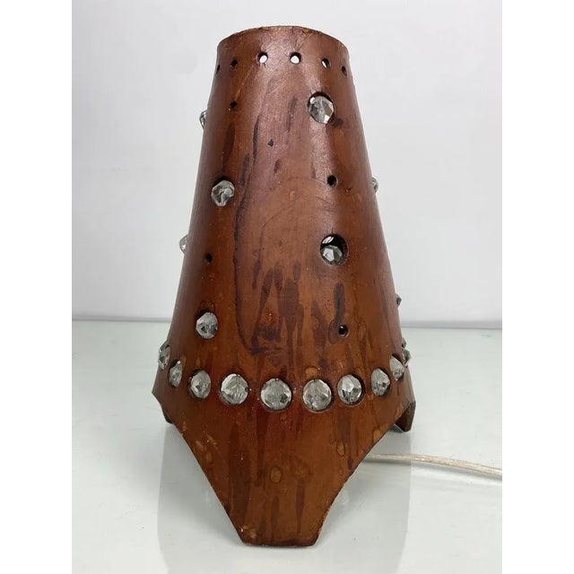 1960s Mid-Century French Thick Leather Table Lamp For Sale - Image 5 of 13