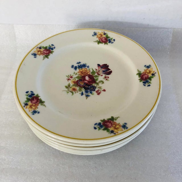 Shabby Chic Vintage Syracuse Floral Salad Plates- Set of 6 For Sale - Image 3 of 6